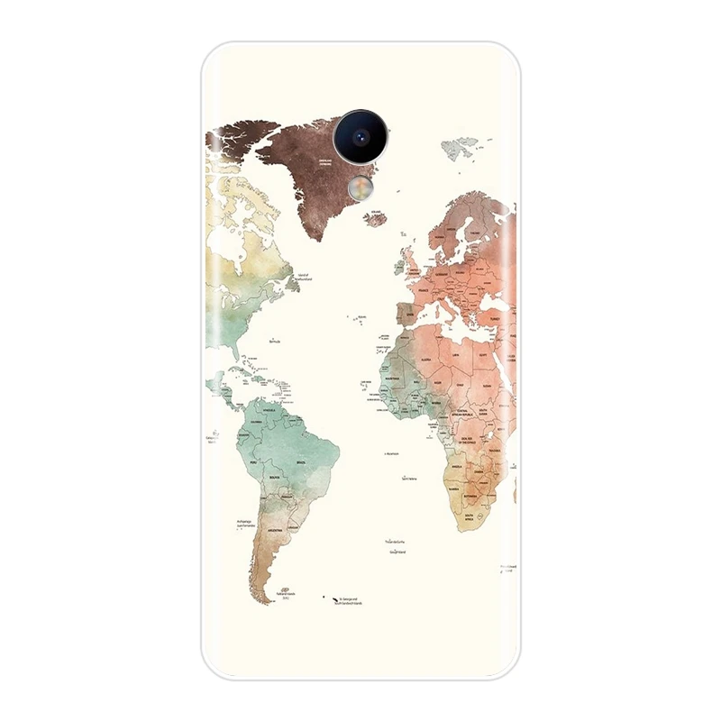 Мягкая искусственная кожа для Meizu M6 M6S M6T M5 M5C M5S M3 M3S M2 силиконовая карта мира крутая