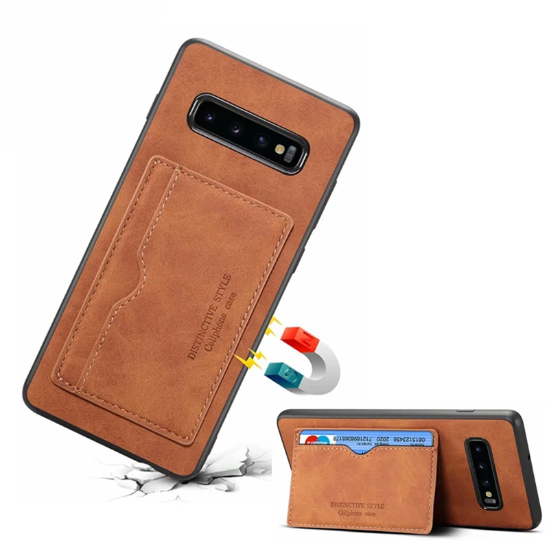 Магнитный чехол из искусственной кожи с карманом для карт Samsung Galaxy S9 S10 plus S10e Note 9