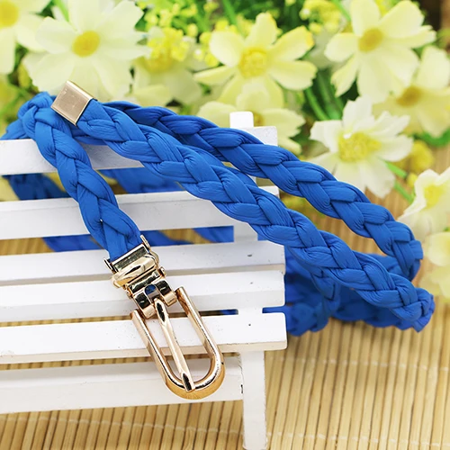 Bluelans Women Braided PU Leather Narrow Thin Buckle Strap Waist Belt All-Match Waistband
