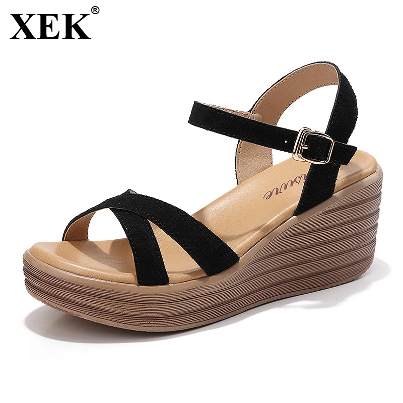 XEK 2018 Summer New Fashion Thick-soled Sandals Women Suede Sandals Flats High-heeled Shoes Wedges Roman Sandals Women JH258
XEK 2018 Summer New Fashion Thick-soled Sandals Women Suede Sandals Flats High-heeled Shoes Wedges Roman Sandals Women JH258