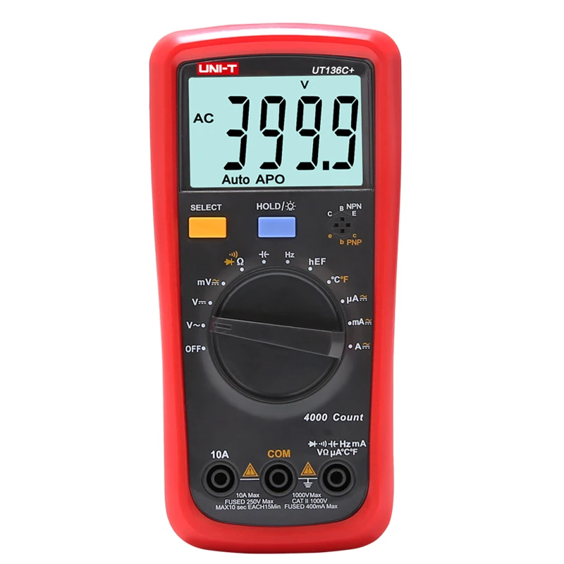 UNI-T UT136B+/C+ Digital multimter LCD backlight AC/DC ammeter capacitance resistance voltage Test
UNI-T UT136B+/C+ Digital multimter LCD backlight AC/DC ammeter capacitance resistance voltage Test