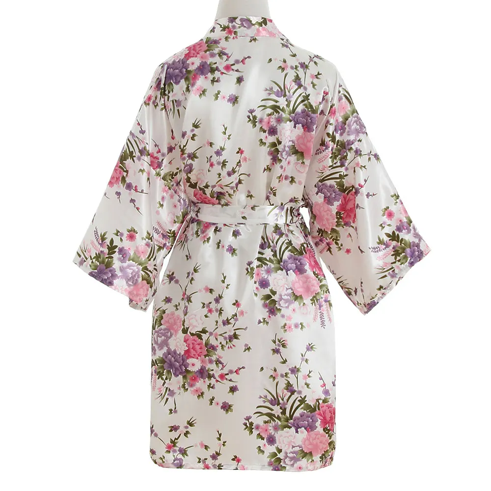 Женская атласная короткая ночная рубашка кимоно халат пикантные халаты из