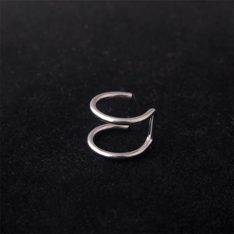 Fashion Women Punk Color Gold Black Titanium Steel Crystal Allergy Double Circle Wire No Hole Hoop Huggie Earrings Jewelry | Украшения и
