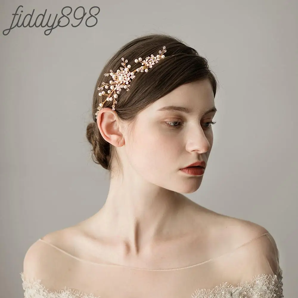 Fashion Gold Color Flower Pearls Wedding Bride Headband Women Prom Bridal Wedding Hair Accessories Headpiece
Fashion Gold Color Flower Pearls Wedding Bride Headband Women Prom Bridal Wedding Hair Accessories Headpiece