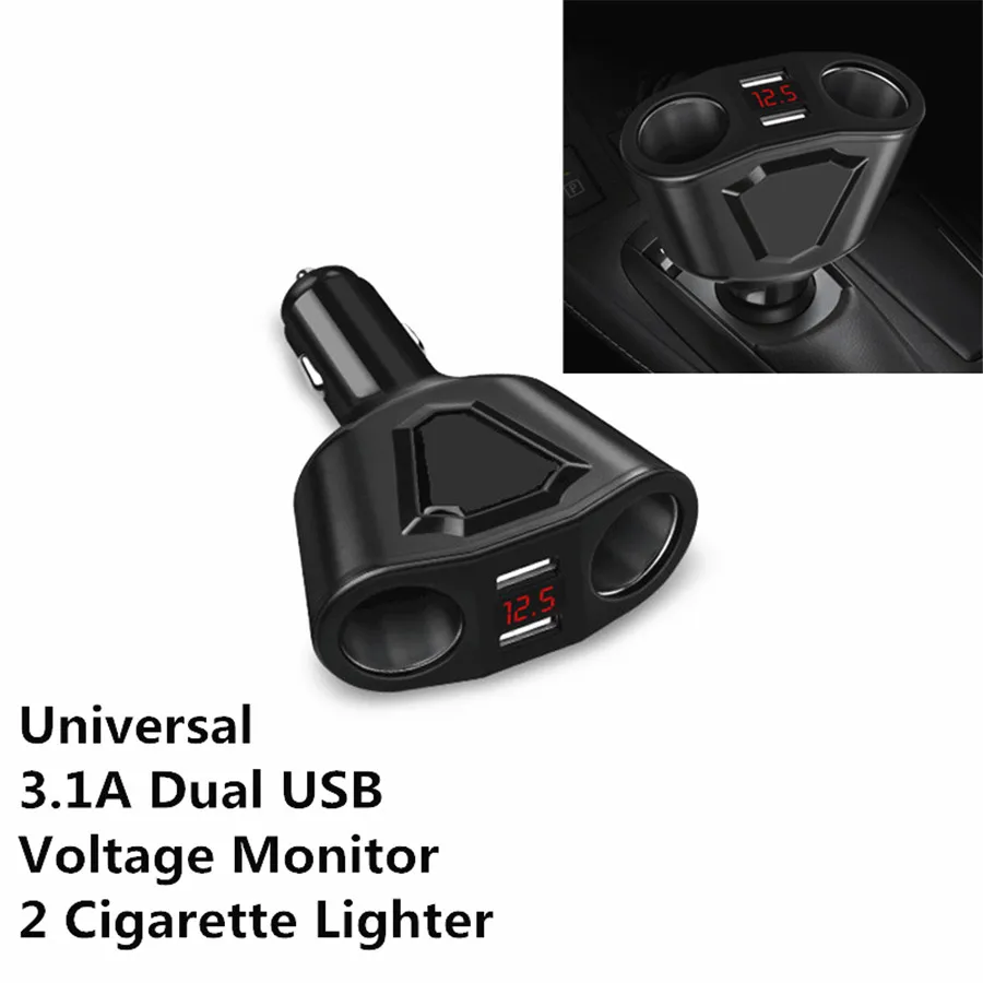 3.1A Car LCD 2 Cigarette Lighter Socket Splitter DC 12V Dual USB Charger Power Adapter Voltage Monitor Universal
3.1A Car LCD 2 Cigarette Lighter Socket Splitter DC 12V Dual USB Charger Power Adapter Voltage Monitor Universal