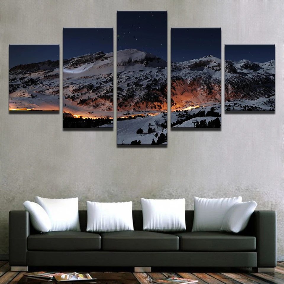 Modern Home Wall Art Decor Pictures HD Prints Poster 5 Pieces Snow Mountain Night Landscape Paintings For Living Room Framework
Modern Home Wall Art Decor Pictures HD Prints Poster 5 Pieces Snow Mountain Night Landscape Paintings For Living Room Framework