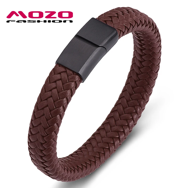 MOZO FASHION 2022 Punk Men Jewelry Brown Braided Leather Stainless Steel Magnetic Clasp Bangles Wrap Bracelet
MOZO FASHION 2022 Punk Men Jewelry Brown Braided Leather Stainless Steel Magnetic Clasp Bangles Wrap Bracelet