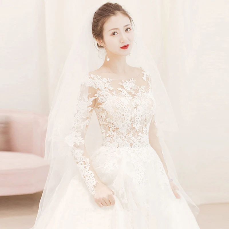 Long Sleeves Sexy Backless Train Illusion Bride Gowns Lace Trailing Wedding Dress Vestidos De Novia Casamento
Long Sleeves Sexy Backless Train Illusion Bride Gowns Lace Trailing Wedding Dress Vestidos De Novia Casamento