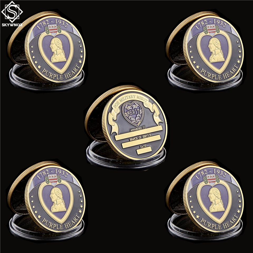 5PCS 1782-1932 USA Military Merit Awarded Purple Heart Gold Challenge Coins Collectibles
5PCS 1782-1932 USA Military Merit Awarded Purple Heart Gold Challenge Coins Collectibles