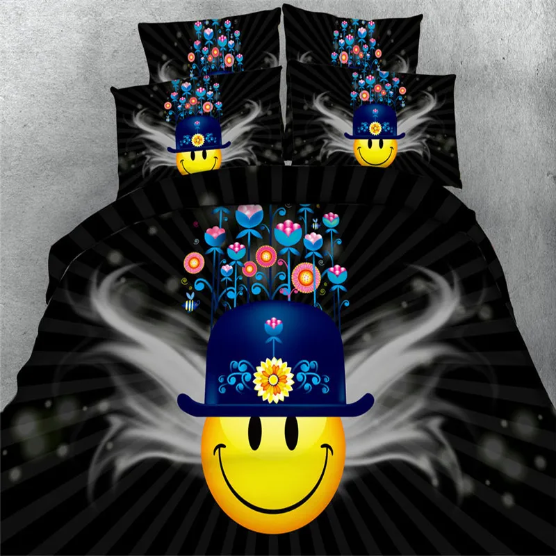 Free shipping 100%cotton 3d yellow smile face wiht hat 4pcs bedding set twin/full/queen/king/super king size home textile
Free shipping 100%cotton 3d yellow smile face wiht hat 4pcs bedding set twin/full/queen/king/super king size home textile