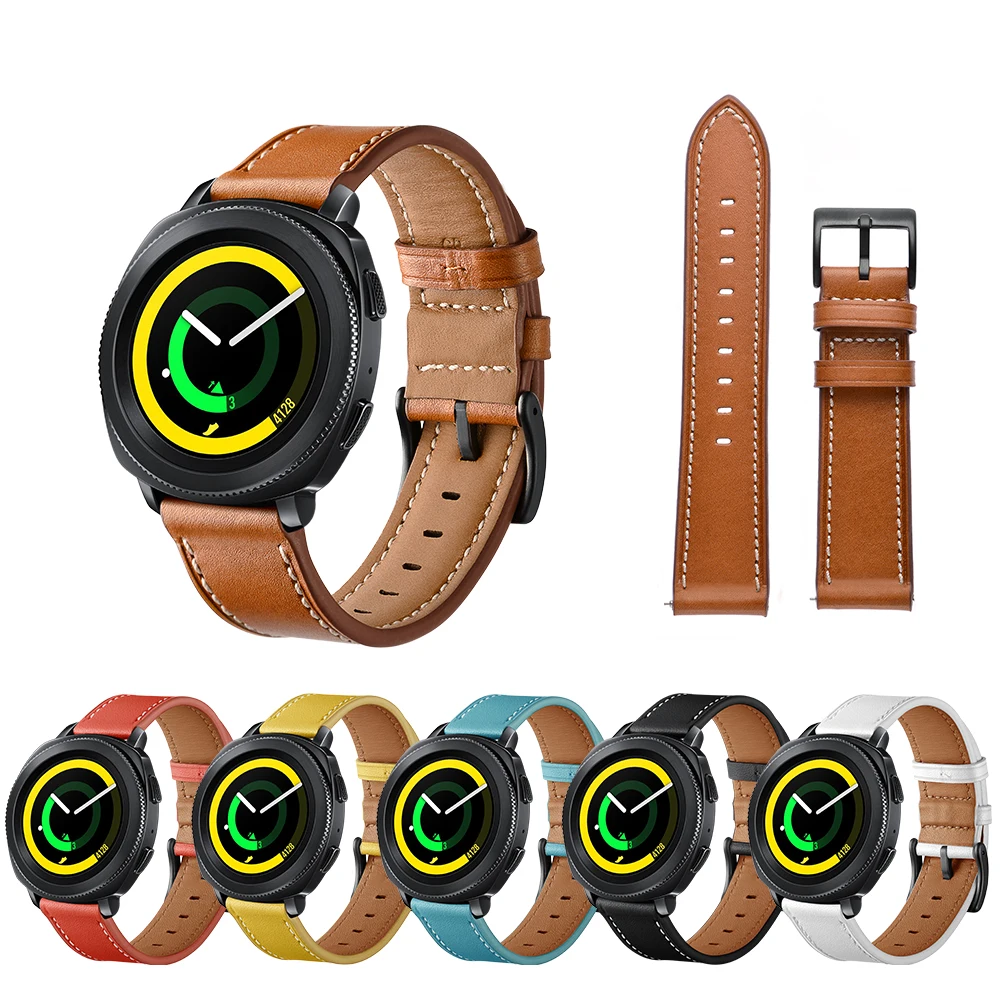 6 цветов ремешок из натуральной кожи для samsung gear Sport S4 20 мм красный синий желтый