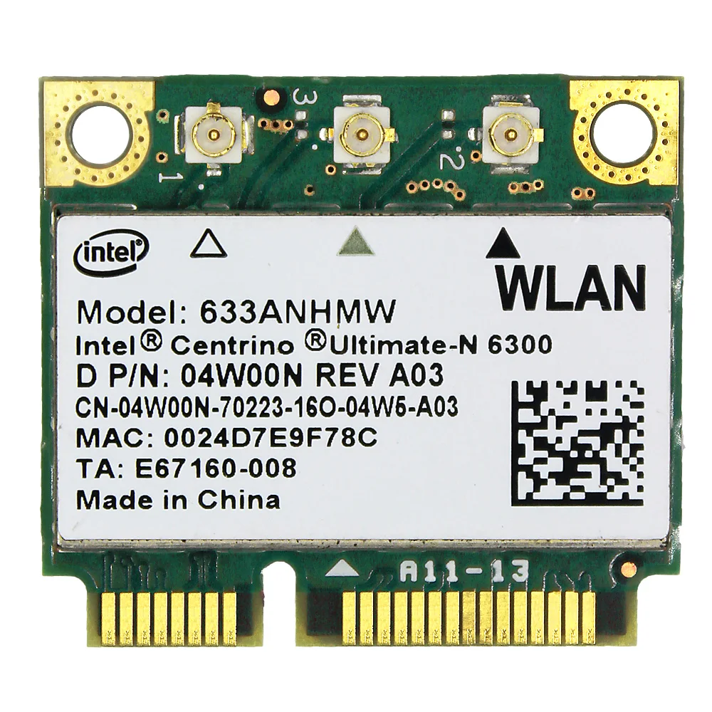 Intel Centrino Ultimate N 6300 633ANHMW 450Mbp беспроводная wi fi половинная мини PCI e сетевая карта|network