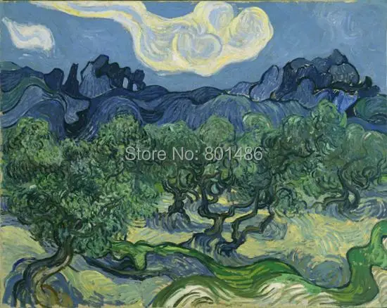 Художественная живопись Vicent Van Gogh-оливковые деревья печать на холсте для