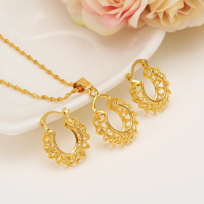 Bangrui Ethiopian Gold Color set Jewelry Pendant Chain Earrings African Bride Wedding Flower Bijoux
Bangrui Ethiopian Gold Color set Jewelry Pendant Chain Earrings African Bride Wedding Flower Bijoux