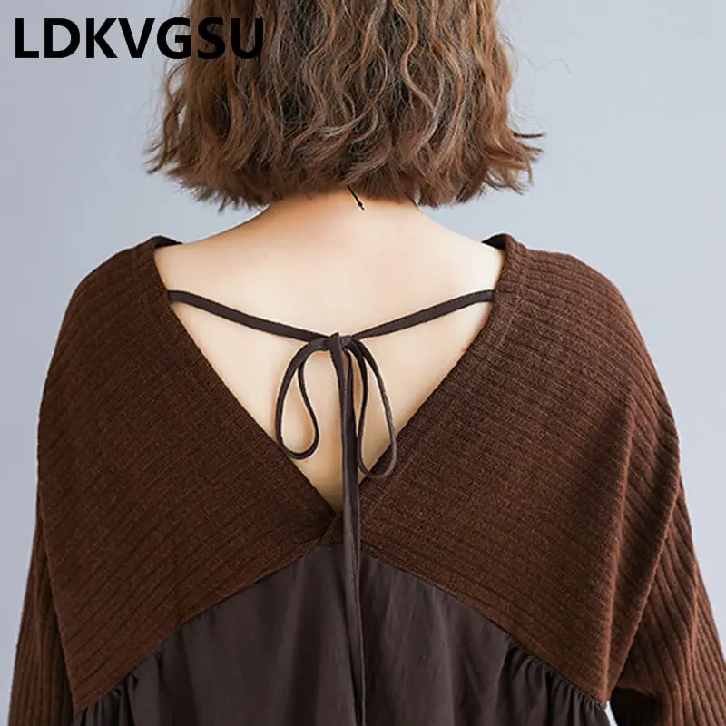 Women Knitting Tops Female Clothes Plus Size Loose Spliced Elegant Sexy Lady V-Neck Fashion Lace Up Sweater 2018 Autumn Is1193
Women Knitting Tops Female Clothes Plus Size Loose Spliced Elegant Sexy Lady V-Neck Fashion Lace Up Sweater 2018 Autumn Is1193