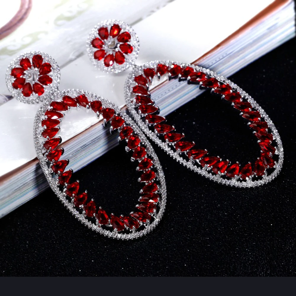 71mm long earrings for women orecchini Blue & Red Triangle cut cubic zirconia crystal Large Oval big earrings for night party
71mm long earrings for women orecchini Blue & Red Triangle cut cubic zirconia crystal Large Oval big earrings for night party