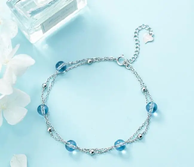 100% Authentic Real. 925 Sterling Silver Fine Jewelry 2-rows Blue stone &polished lucky bead chain Bracelet GTLS743
100% Authentic Real. 925 Sterling Silver Fine Jewelry 2-rows Blue stone &polished lucky bead chain Bracelet GTLS743