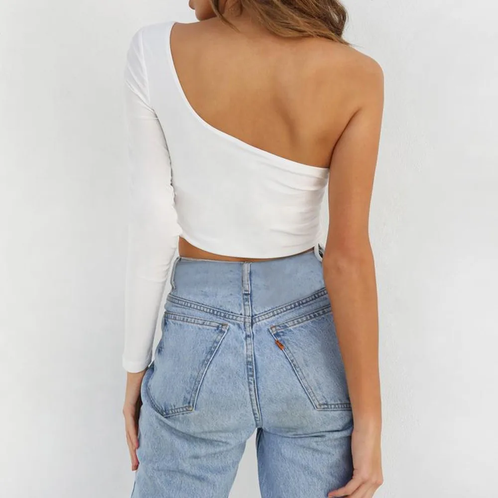 Women Blouse Sexy Solid Bandeau Single Shoulder Bandage Long Sleeve Crop Top womens blouse woman tops and blouses bluzka damska
Women Blouse Sexy Solid Bandeau Single Shoulder Bandage Long Sleeve Crop Top womens blouse woman tops and blouses bluzka damska