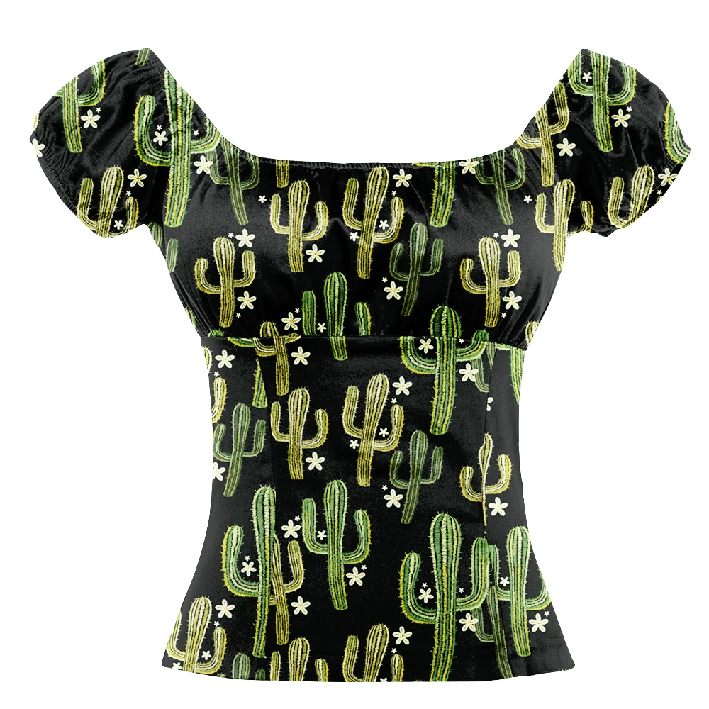 Vintage Inspired 1940s Peasant Top Cactus Shirt For Women Off The Shoulder Summer Graphic Blouse
Vintage Inspired 1940s Peasant Top Cactus Shirt For Women Off The Shoulder Summer Graphic Blouse