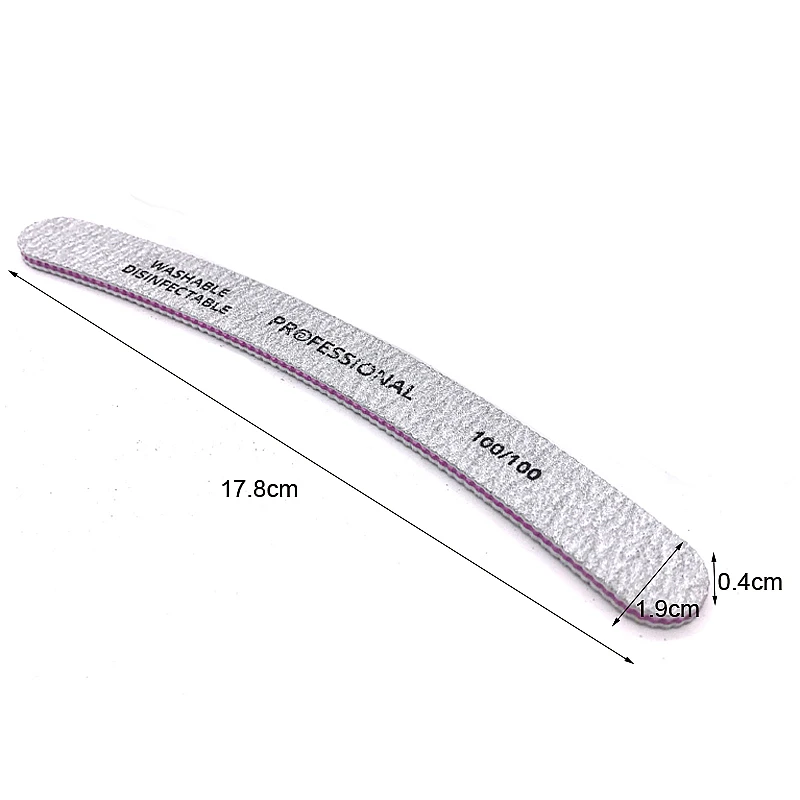 50PCS/Lot Professional Slim Sandpaper Nail Files File For Manicure Banana Grey Zebra 100/100 Grit Emery Board Shaper | Красота и