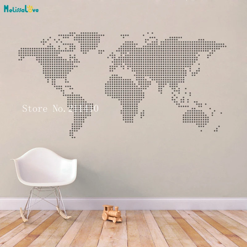 Dotted World Map Vinyl Wall Sticker Home Decoration For Living Room Self-adhesive Novel fashionable Design Art Decals YT731
Dotted World Map Vinyl Wall Sticker Home Decoration For Living Room Self-adhesive Novel fashionable Design Art Decals YT731
