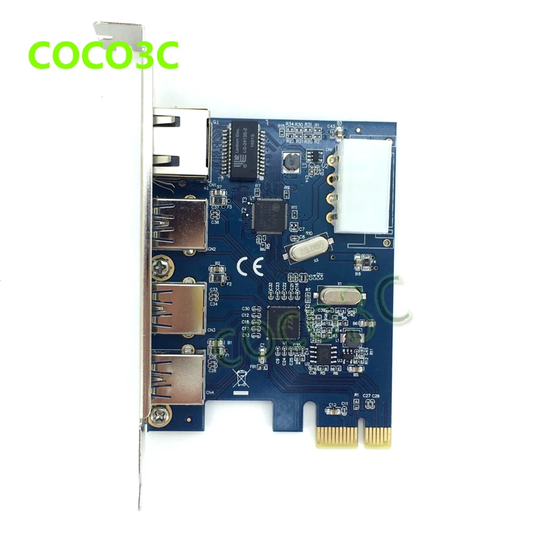 PCI-e to External 3 ports USB 3.0+ RJ45 Gigabit Ethernet Network card USB3.0 + 1000M LAN Port Combo PCI express card
PCI-e to External 3 ports USB 3.0+ RJ45 Gigabit Ethernet Network card USB3.0 + 1000M LAN Port Combo PCI express card