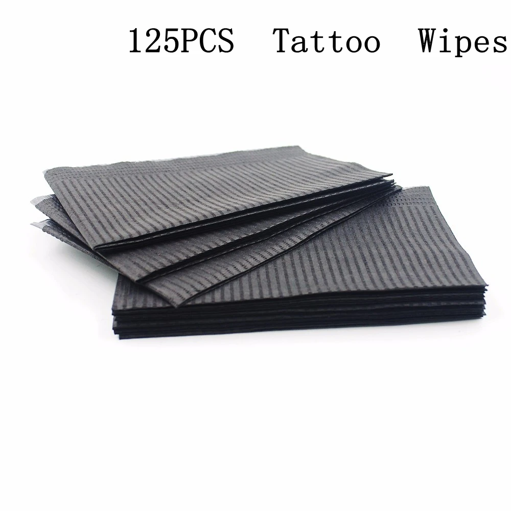 

125pcs 13"X18" Black Tattoo Cleaning Wipes Disposable Dental Piercing Bibs Waterproof Sheets Paper Tattoo Tattoo Accessories