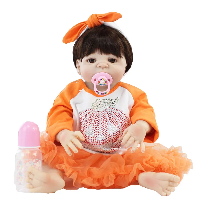 

55cm Full Silicone Reborn Baby Doll Toy Lifelike 22'' Soft Vinyl Newborn Princess Babies Girl Bonecas Bebe Alive Kids Bathe Toy