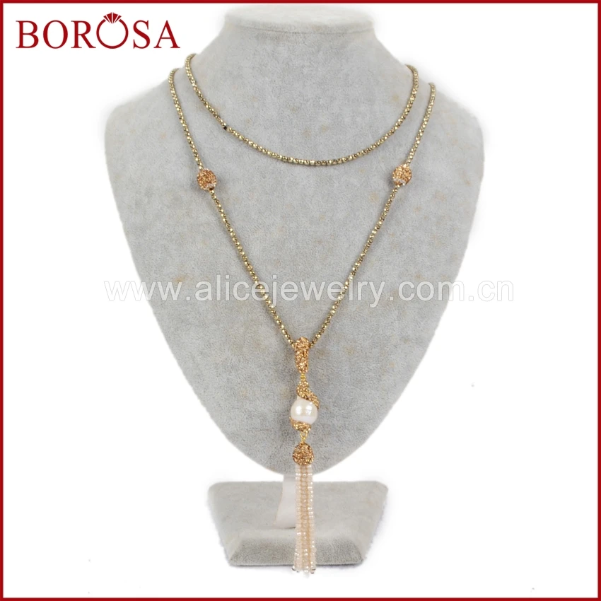 BOROSA 2pcs Natural Pearl Paved Gold Zircons 3mm Beads Tassel Necklace for Women,Fashion Pendant Necklaces Jewelry JAB571
BOROSA 2pcs Natural Pearl Paved Gold Zircons 3mm Beads Tassel Necklace for Women,Fashion Pendant Necklaces Jewelry JAB571