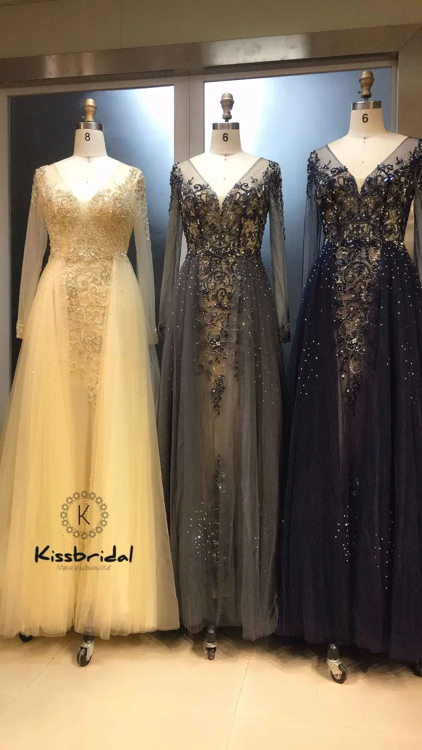 Elegant A-line Dark Navy Evening Dresses 2019 Beading Long Sleeve Tulle Prom Party Dress For Women
Elegant A-line Dark Navy Evening Dresses 2019 Beading Long Sleeve Tulle Prom Party Dress For Women