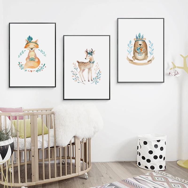 Nordic Simple Cartoon Fox Deer Animal Poster Printing Canvas Painting Home Children's Room Wall Art Decoration Can Be Customized
Nordic Simple Cartoon Fox Deer Animal Poster Printing Canvas Painting Home Children's Room Wall Art Decoration Can Be Customized