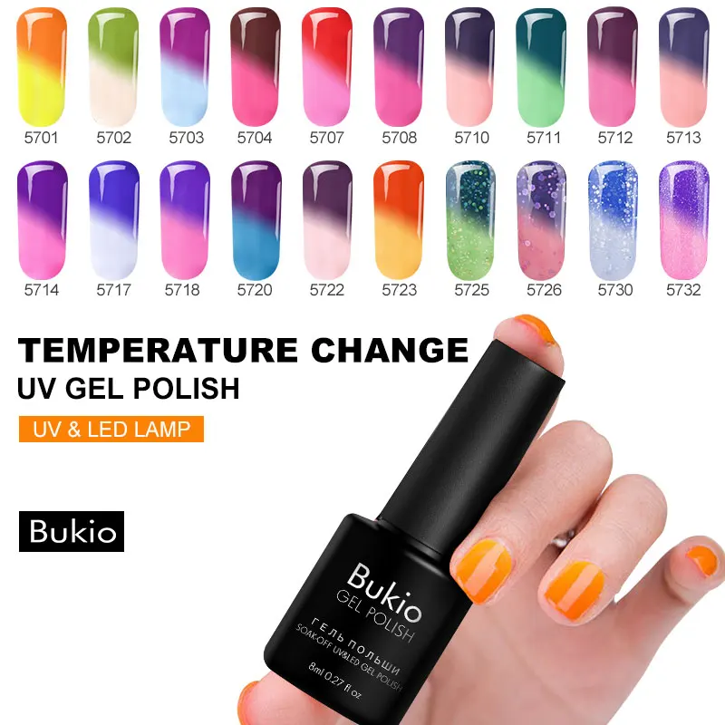 Bukio гель Лаки Thermo Температура изменения УФ краски для ногтей все маникюра полу