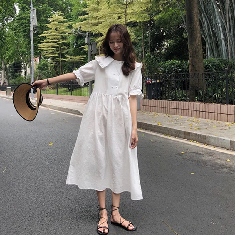 Mori Girl Summer Japanese Women Harajuku Short Sleeve Sweet Dress Short Sleeve Ruffle Peter Pan Collar Dress
Mori Girl Summer Japanese Women Harajuku Short Sleeve Sweet Dress Short Sleeve Ruffle Peter Pan Collar Dress