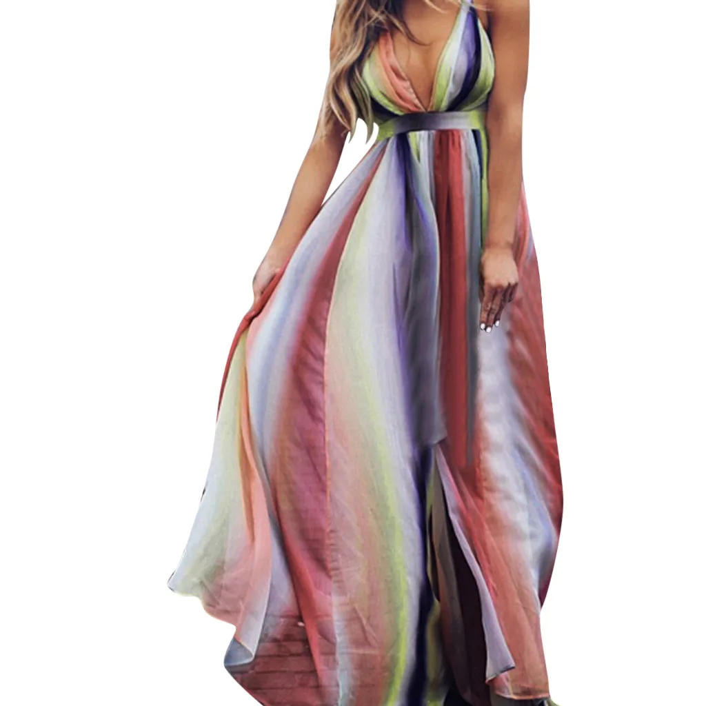 Фото Женское шифоновое платье FREE OSTRICH разноцветное с открытой спиной - купить