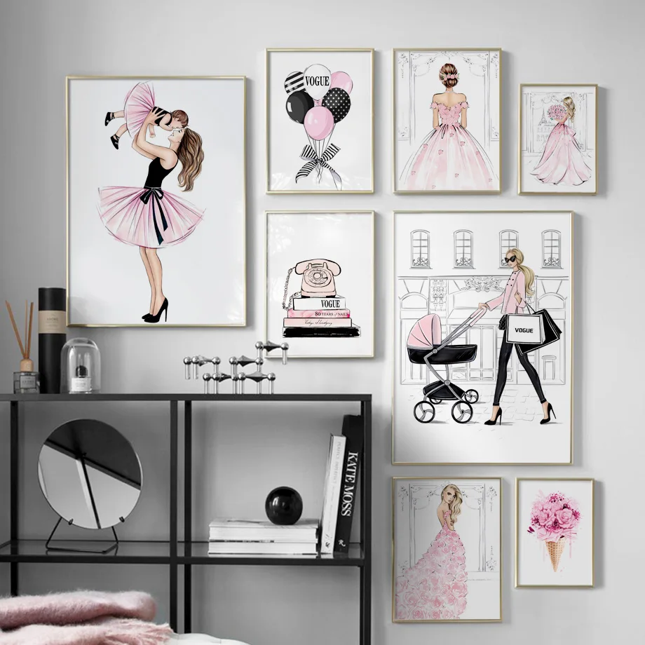 Vogue Mom Baby Skirt High Heels Balloon Wall Art Canvas Painting Nordic Posters Prints Wall Pictures For Living Room Salon Decor
Vogue Mom Baby Skirt High Heels Balloon Wall Art Canvas Painting Nordic Posters Prints Wall Pictures For Living Room Salon Decor