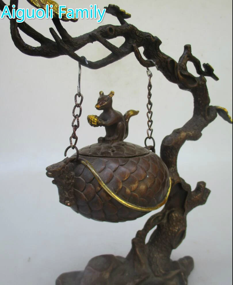 Christmas decorations home art collection chinese old copper handmade Incense burner/Metal Pine trees Censer Craft | Дом и сад