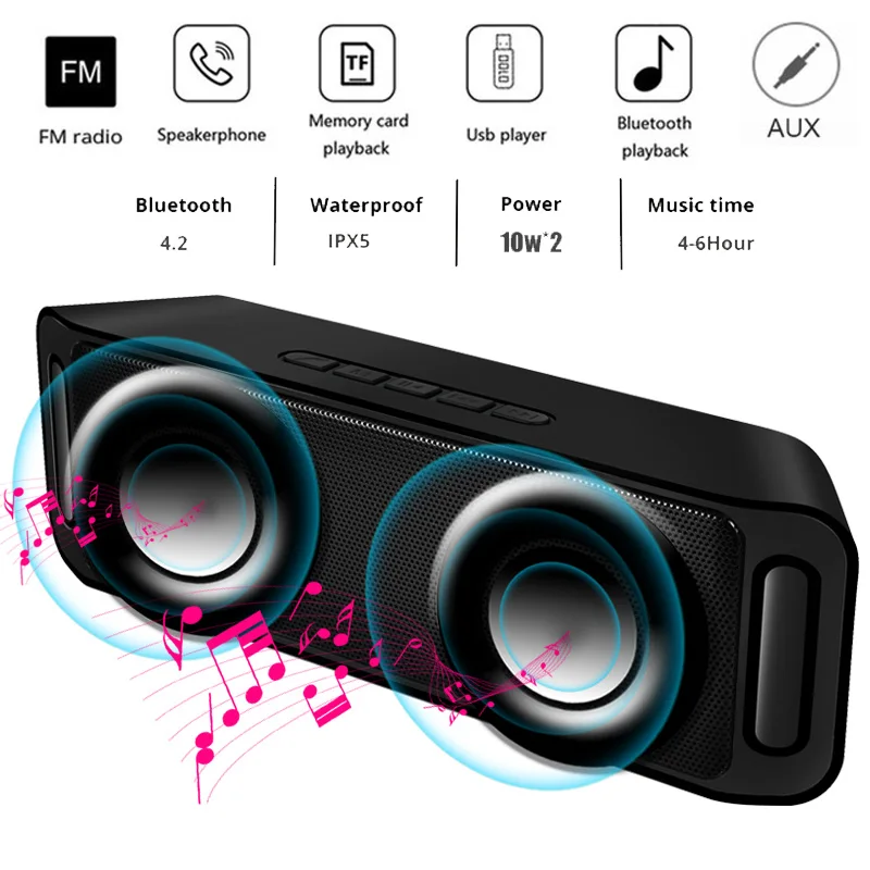 LIGE портативная Bluetooth колонка Портативная Беспроводная Громкая звуковая система