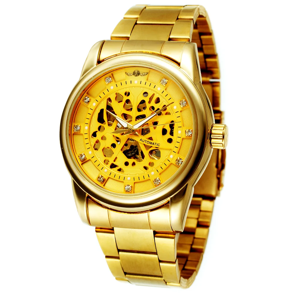WINNER Brand Luxury Fashion Men Gold Black Skeleton Full Stainless Steel Automatic Mechanical Watches Male Diamond Dial Clock
WINNER Brand Luxury Fashion Men Gold Black Skeleton Full Stainless Steel Automatic Mechanical Watches Male Diamond Dial Clock
