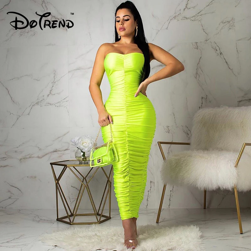 Women Fashion Neon Green Dress Sleeveless Strapless Solid Long Draped Dress 2019 Hot Summer Female Skinny Party Vacation Clothes
Women Fashion Neon Green Dress Sleeveless Strapless Solid Long Draped Dress 2019 Hot Summer Female Skinny Party Vacation Clothes