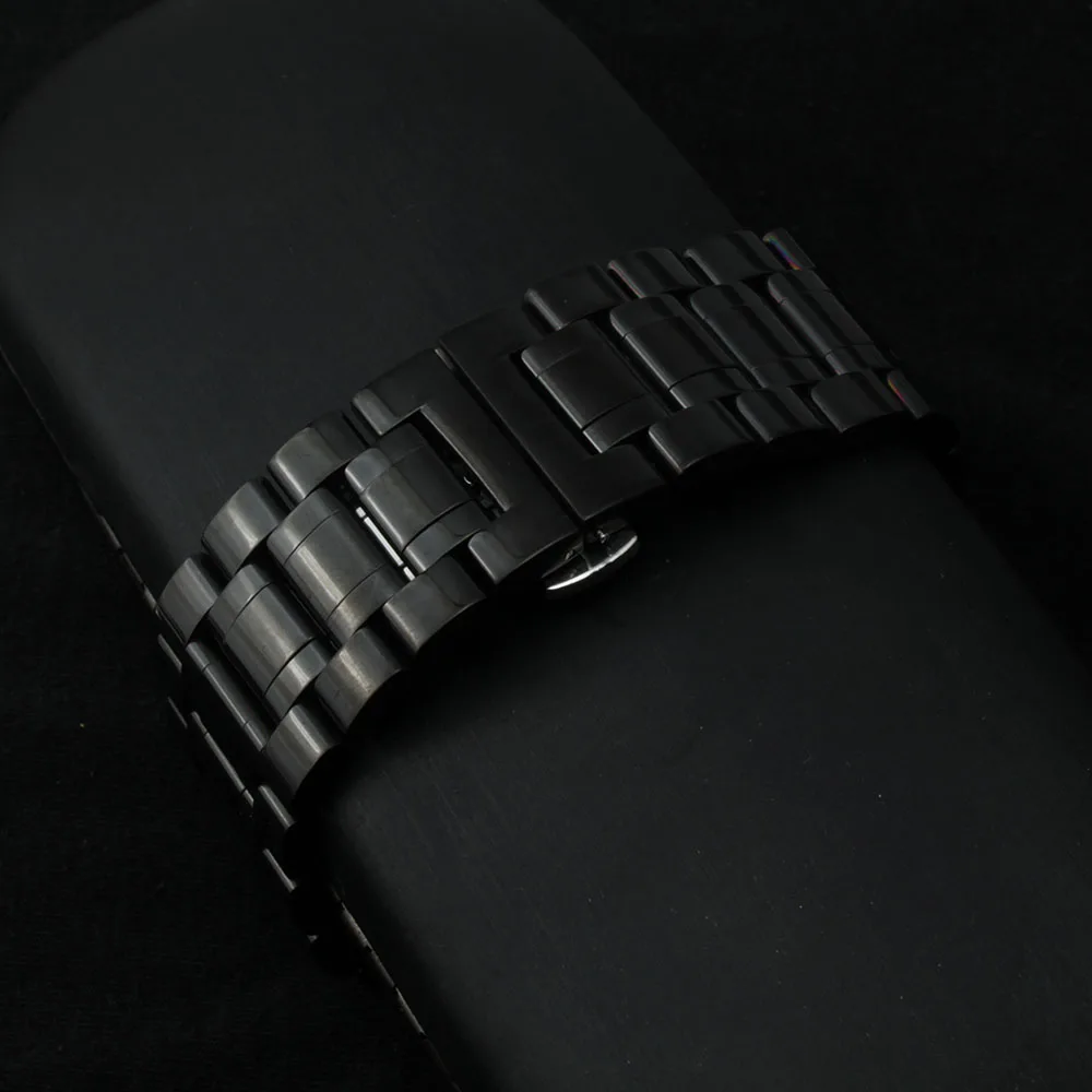 

High Quality bracelets 18mm 20mm 22mm 24mm 26mm 28mm 30mm Watchbands Stainless steel Black polished metal mens watch band strap