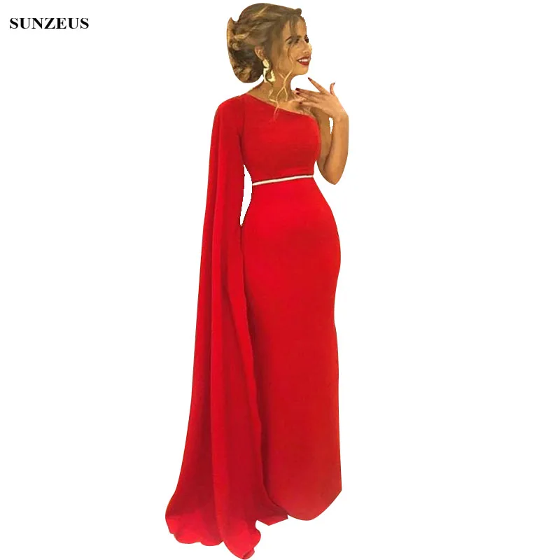 Elegant Red Evening Dresses Sheath One Shoulder Formal Gowns Long Arabic Women Party Dress Maxi Sleeves
Elegant Red Evening Dresses Sheath One Shoulder Formal Gowns Long Arabic Women Party Dress Maxi Sleeves