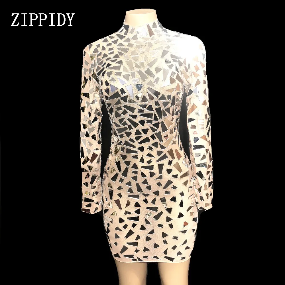 2019 Fashion Sparkly Mirrors Perspective Mesh Women Birthday Celebrate See Through Dress Sexy Skinny Costume Dance
2019 Fashion Sparkly Mirrors Perspective Mesh Women Birthday Celebrate See Through Dress Sexy Skinny Costume Dance
