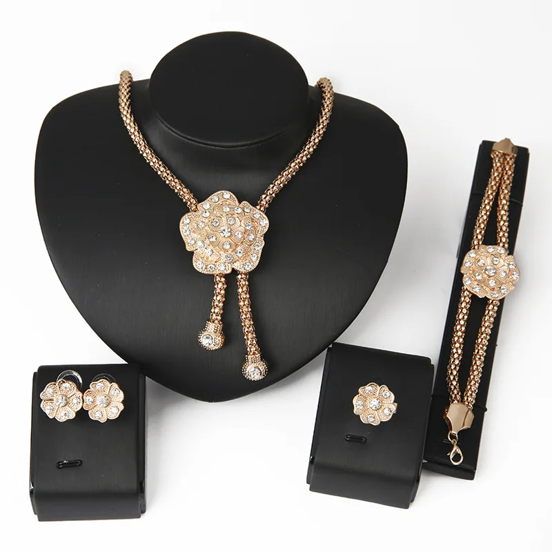 Rose gold crystal necklace earring bracelet ring set rhinestone party dress jewelry sets for women bijoux femme ensemble J30
Rose gold crystal necklace earring bracelet ring set rhinestone party dress jewelry sets for women bijoux femme ensemble J30