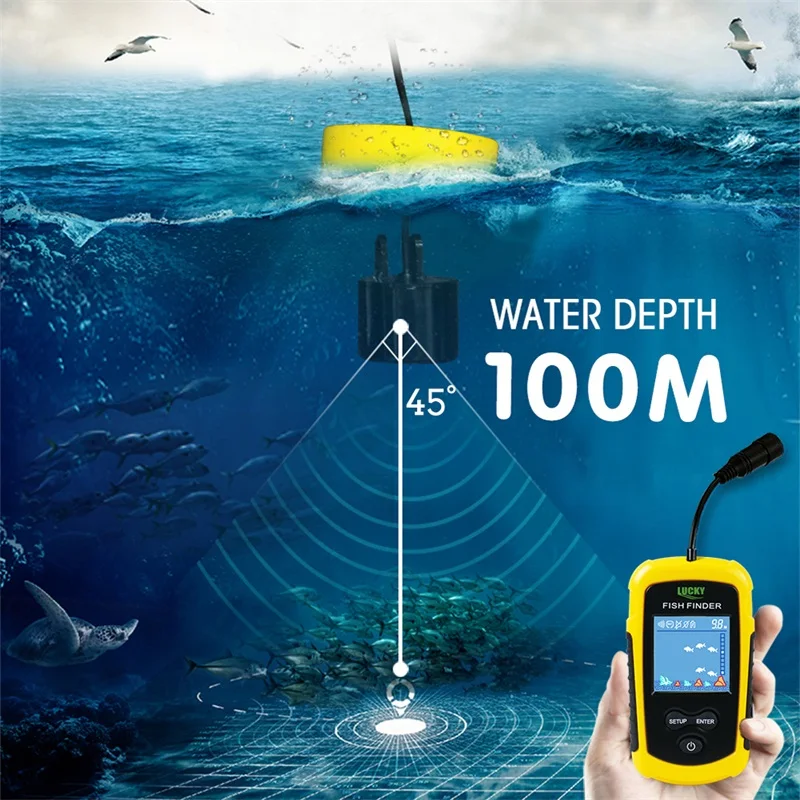 LUCKY Fish Finder FFC1108-1 100M LCD Color Screen Wire Remote Fishing Lure Sonar Echo Sounder Alarm Fishing Finder HT49-0064
LUCKY Fish Finder FFC1108-1 100M LCD Color Screen Wire Remote Fishing Lure Sonar Echo Sounder Alarm Fishing Finder HT49-0064