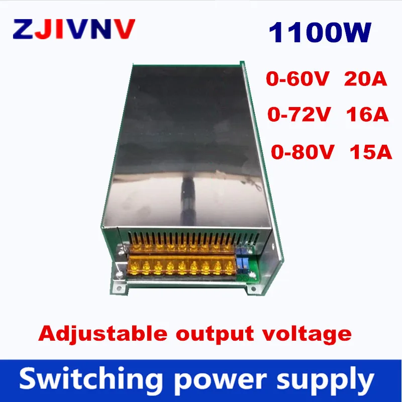 1100W Switching Power Supply 0-72V 16A DC output voltage adjustable 0-60V 20 AC-DC power supply 0-80V 15A, AC input 110V or 220V
1100W Switching Power Supply 0-72V 16A DC output voltage adjustable 0-60V 20 AC-DC power supply 0-80V 15A, AC input 110V or 220V