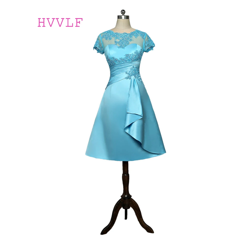 Blue Mother Of The Bride Dresses A-line Cap Sleeves Appliques Lace Beaded Plus Size Groom Short Mother Dresses For Wedding
Blue Mother Of The Bride Dresses A-line Cap Sleeves Appliques Lace Beaded Plus Size Groom Short Mother Dresses For Wedding