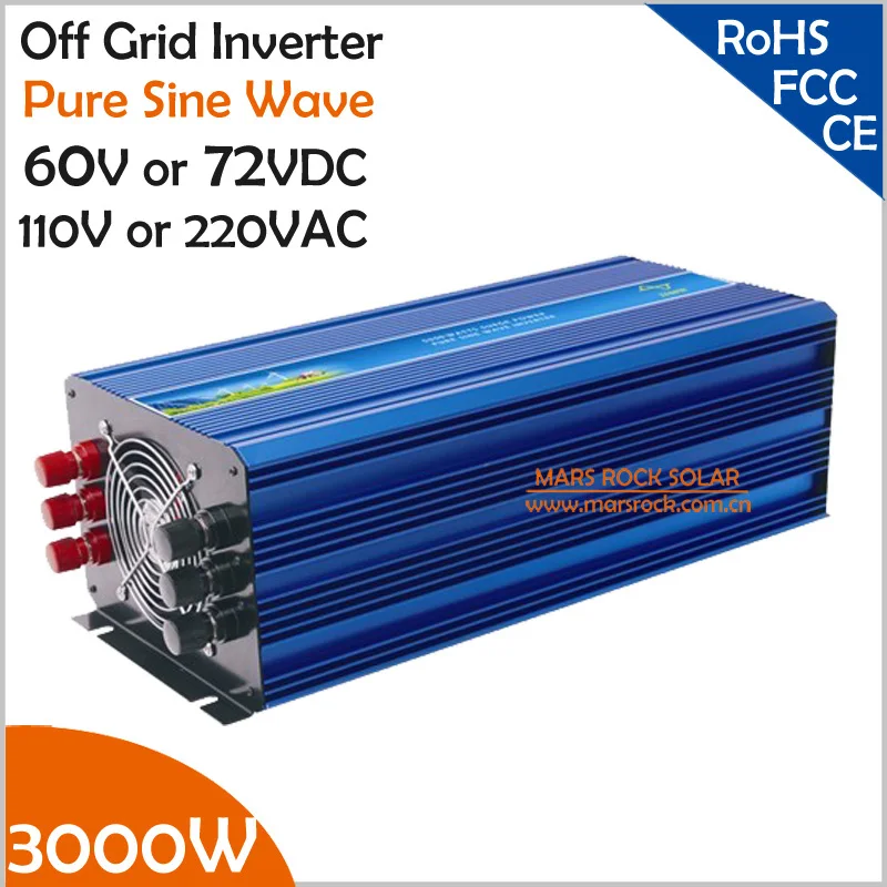 3000W 60V/72V DC to AC 110V/220V Off Grid Pure Sine Wave Solar Inverter or Wind Inverter, Single Phase PV Inverter
3000W 60V/72V DC to AC 110V/220V Off Grid Pure Sine Wave Solar Inverter or Wind Inverter, Single Phase PV Inverter