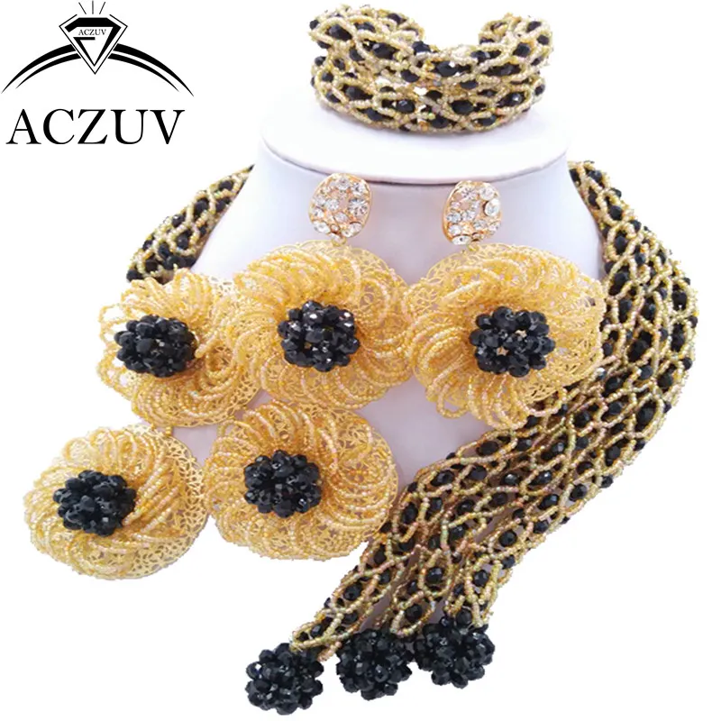ACZUV Latest Black Gold AB Crystal African Traditional Beads Nigerian Necklace Wedding Jewelry Sets C3F004
ACZUV Latest Black Gold AB Crystal African Traditional Beads Nigerian Necklace Wedding Jewelry Sets C3F004
