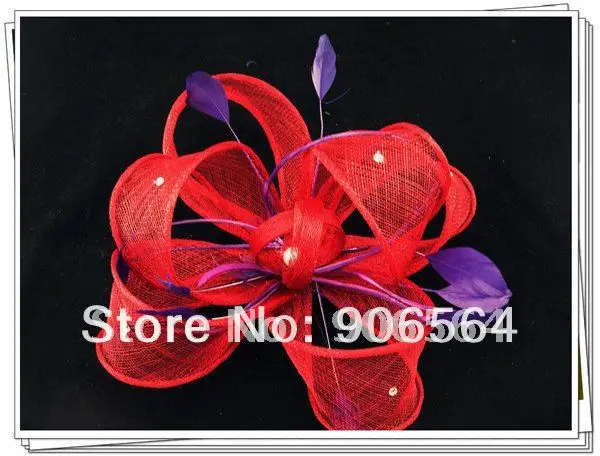 Red Fascinators with Purple Feather Decoration High Quality Sinamay Fascinator Hats Derby Millinery Great Cocktail Hats MSF126
Red Fascinators with Purple Feather Decoration High Quality Sinamay Fascinator Hats Derby Millinery Great Cocktail Hats MSF126