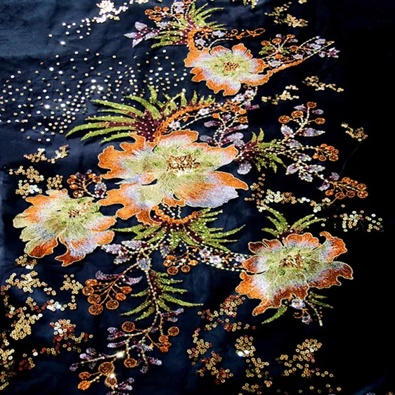 Gauze cloth embroidery silk embroidered sequins high-end flowers single positioning cloth embroidery fabric
Gauze cloth embroidery silk embroidered sequins high-end flowers single positioning cloth embroidery fabric